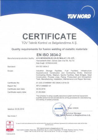 AYS EN ISO 3834 Certificate 